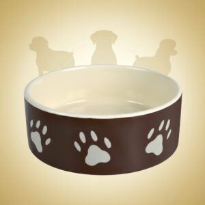 Matskål keramikk brun med poter